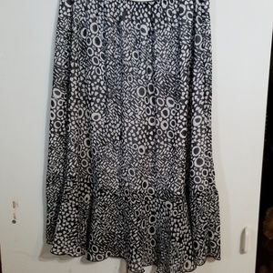 Lined Black n White Elastic Waist Skirt 1X